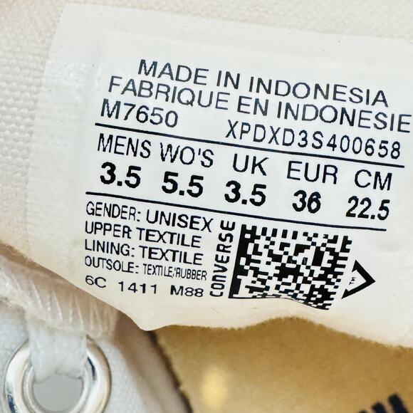 Converse Shoes Womens 5.5 White Canvas Chuck Taylor All Star High Top Sneakers - Picture 10 of 11